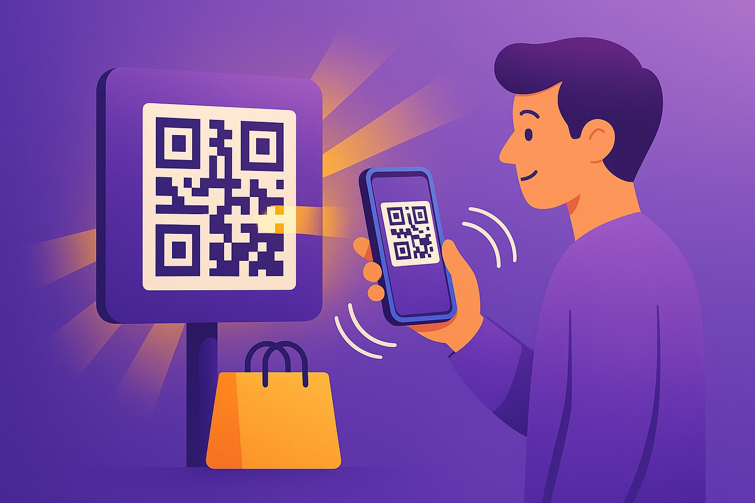 Person scanning and sharing a QR code